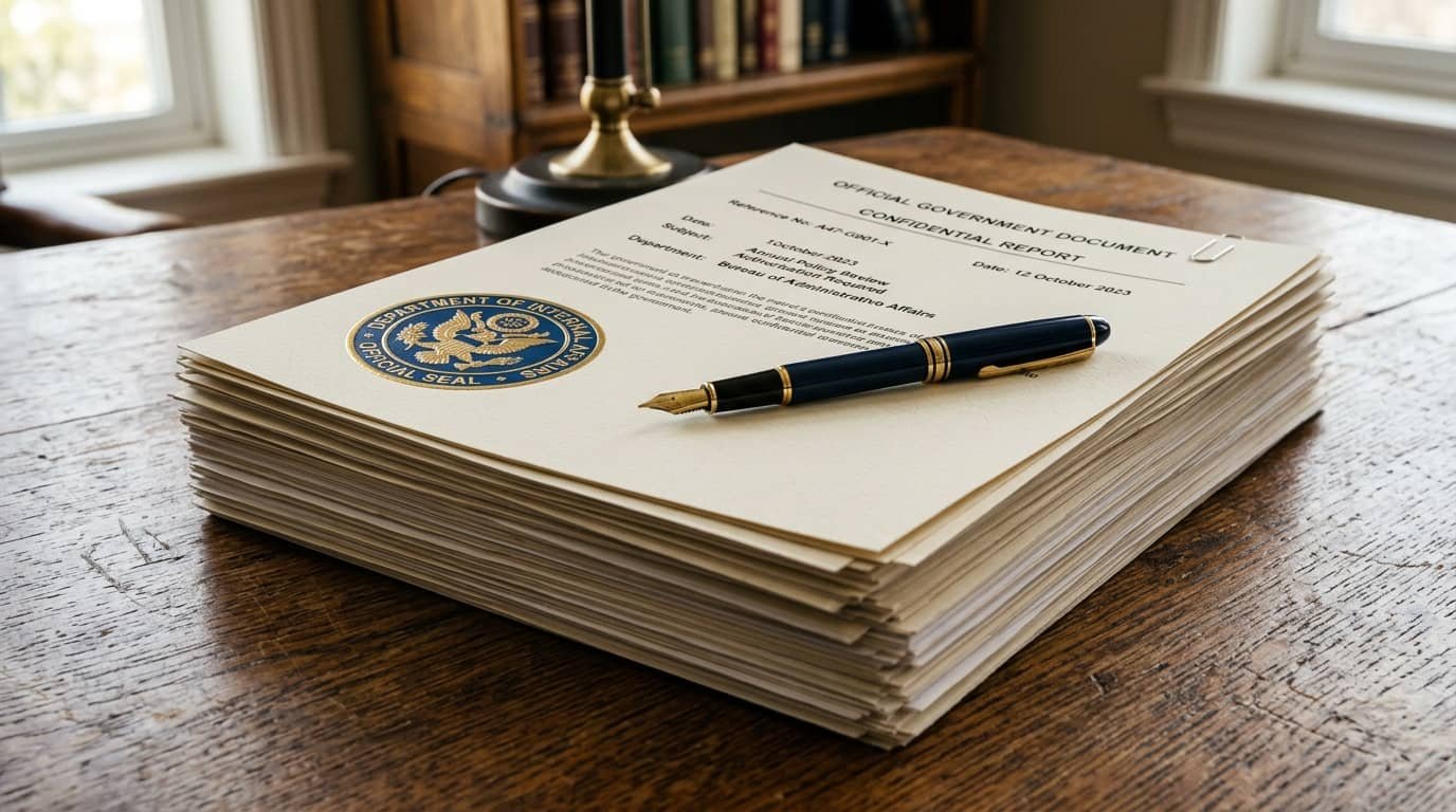 Stack of official vehicle paperwork on a desk for an article explaining what is a bonded title
